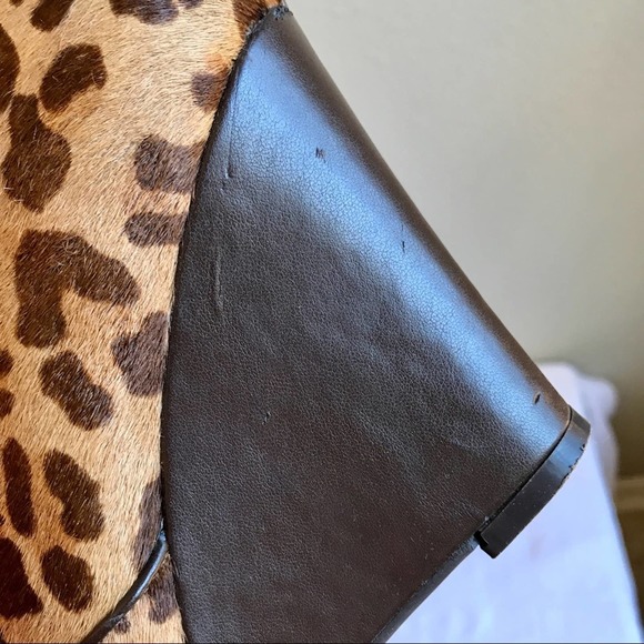 Hive & Honey Leopard Print Cow Hair Leather Wedge Heel Ankle Bootie w/ Zip 8 - Picture 8 of 10